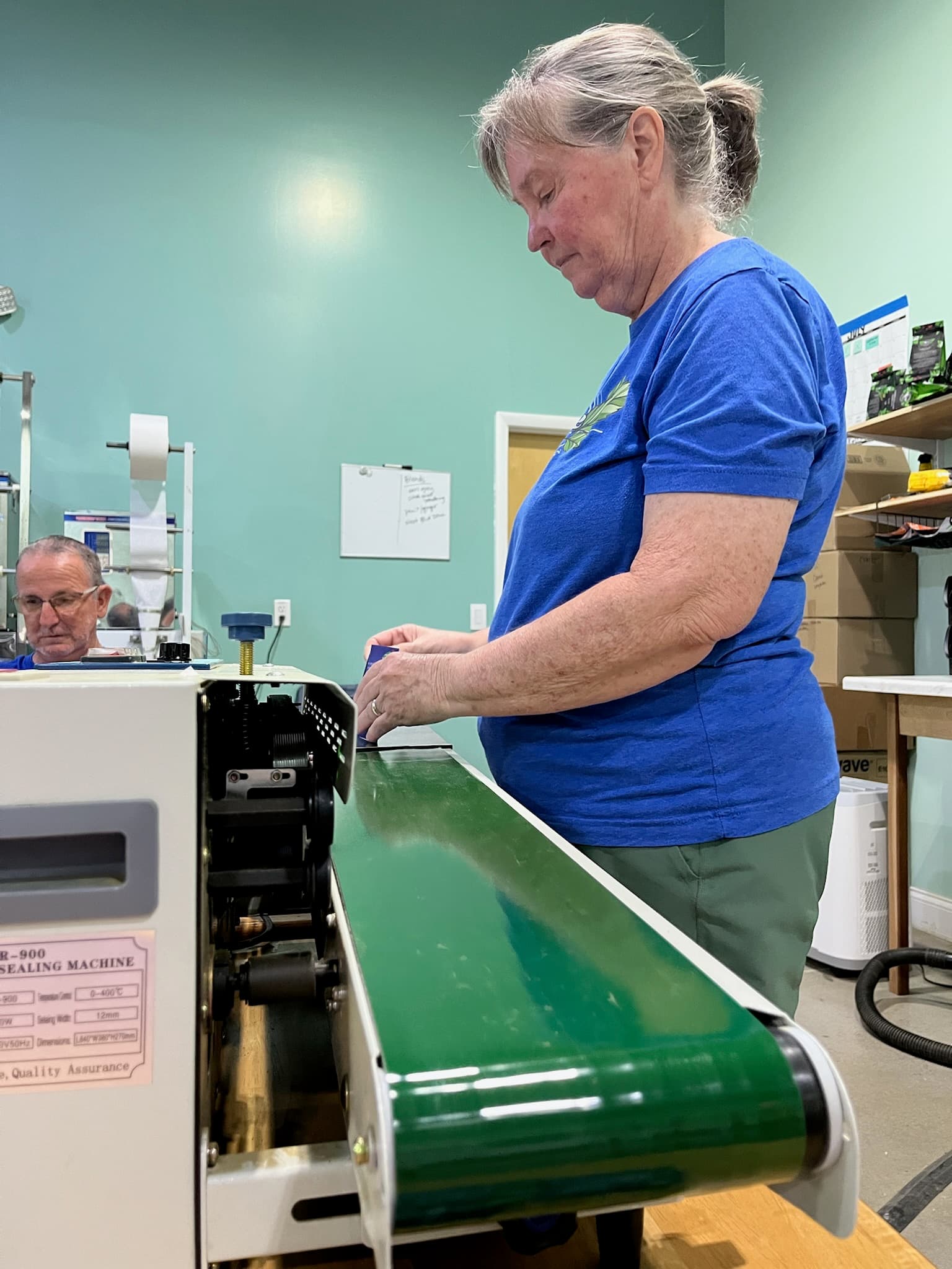 Tea packaging at Rise Yaupon's Florida facility